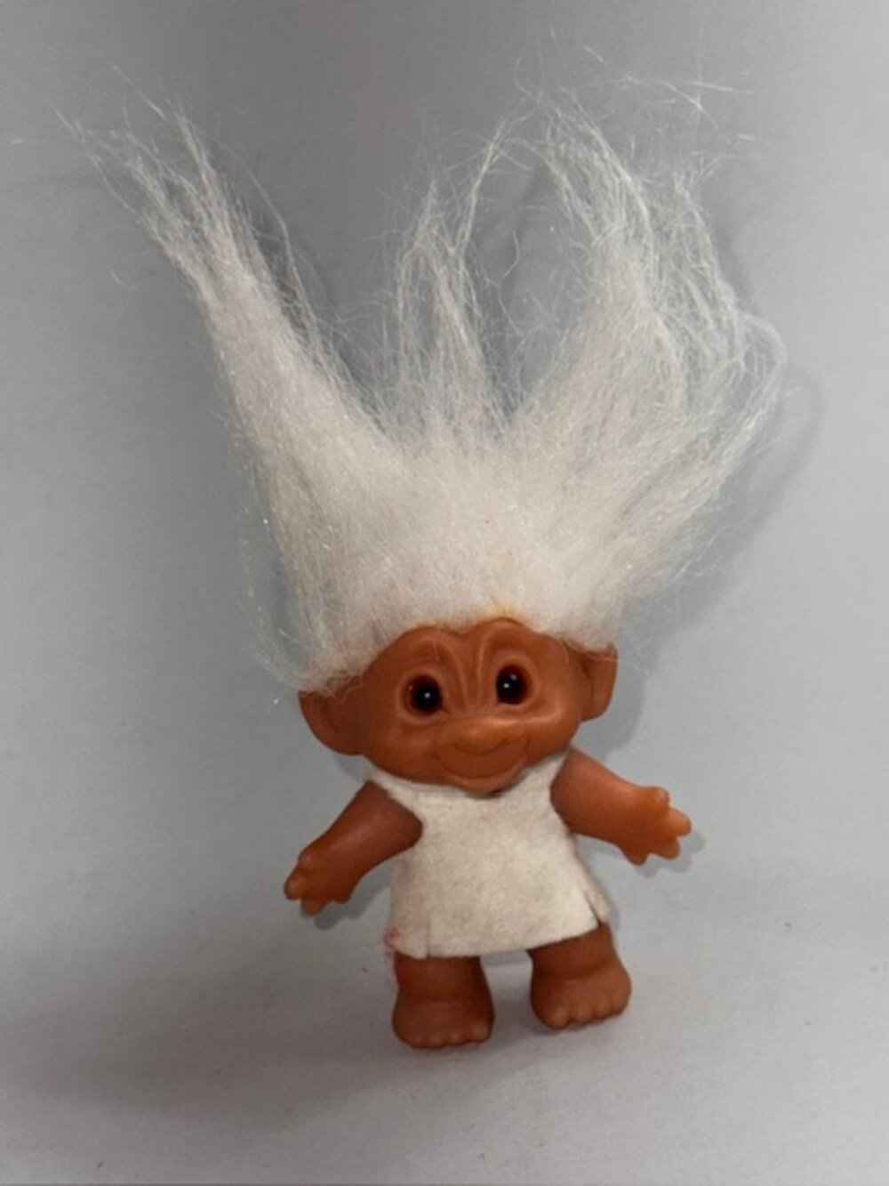 Vintage Russ Berrie Troll Toy Figure Pixie Elf White Hair Grandpa Grandma Elder
